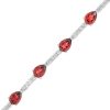 Zales Pear-Shaped Garnet And White Lab-Created Sapphire Station Line Bracelet In Sterling Silver - 7.25" Bracelets