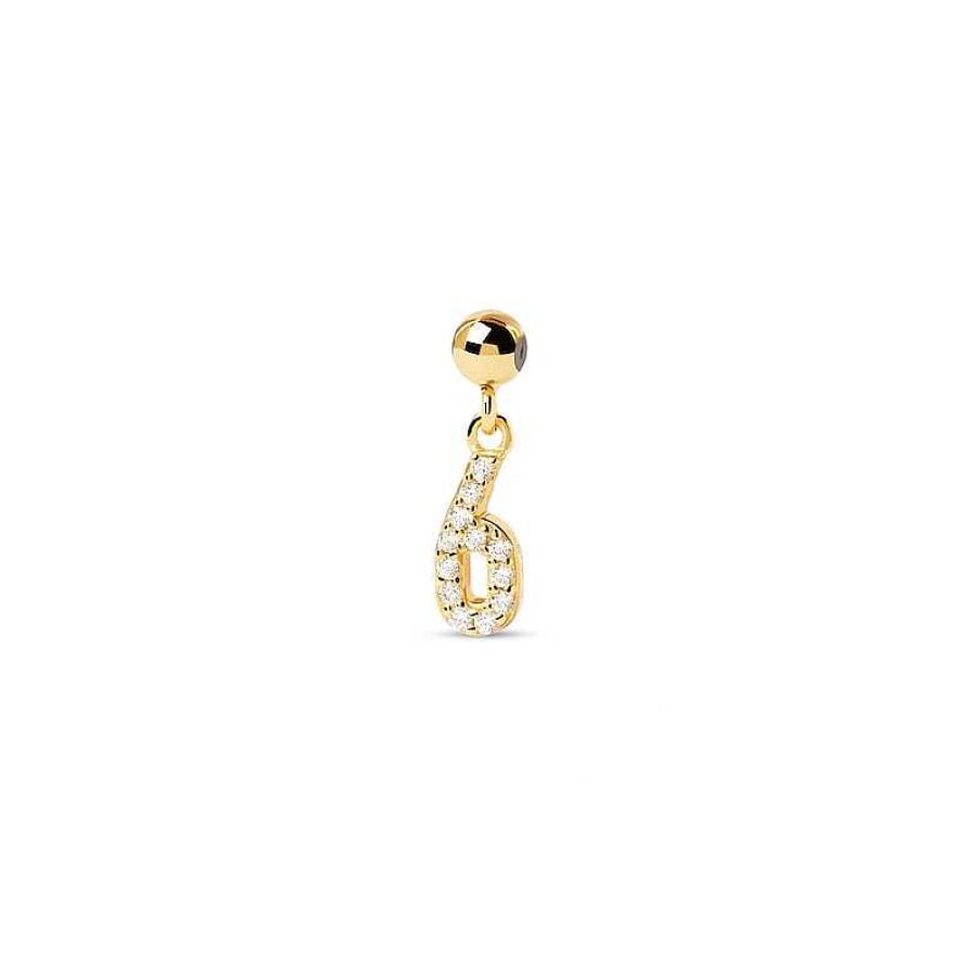 Zales Pdpaola At Zales Cubic Zirconia Number "6" Bead Charm In Sterling Silver With 18K Gold Plate Necklaces