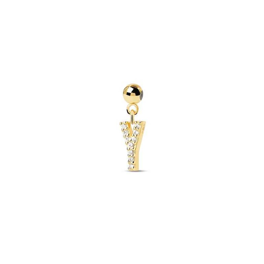 Zales Pdpaola At Zales Cubic Zirconia Letter "Y" Initial Bead Charm In Sterling Silver With 18K Gold Plate Necklaces