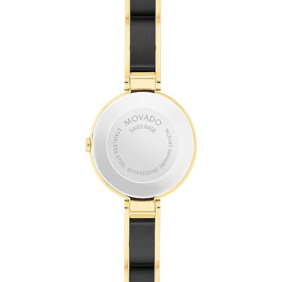 Movado Lades' Movado Moda Diamond Accent Two-Tone Pvd Ceramic Bangle Watch With Black Dial (Model: 0607716) Watches