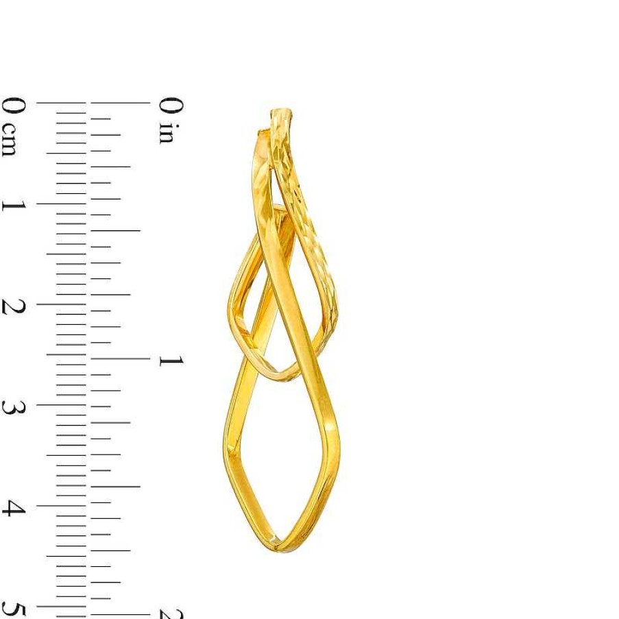 Zales Swirling Layered Double Pendulum Hoop Earrings In 10K Gold Earrings