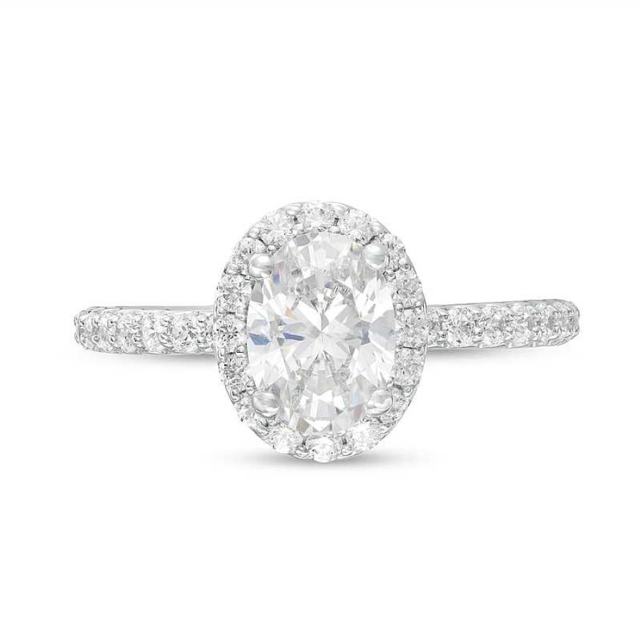 Zales 1-1/2 Ct. T.W. Certified Oval Lab-Created Diamond Frame Engagement Ring In 14K White Gold (F/Vs2) Rings