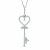 Zales 1/8 Ct. T.W. Diamond Heart-Top Key Pendant In 10K White Gold Necklaces