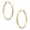 Zales 30.0Mm Square Twist Hoop Earrings In 14K Gold Earrings