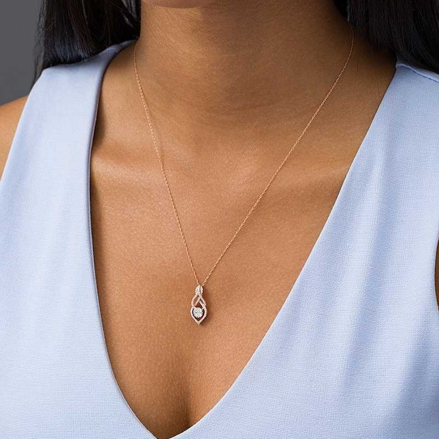 Zales 1/3 Ct. T.W. Multi-Diamond Infinity Teardrop Pendant In 10K Rose Gold Necklaces