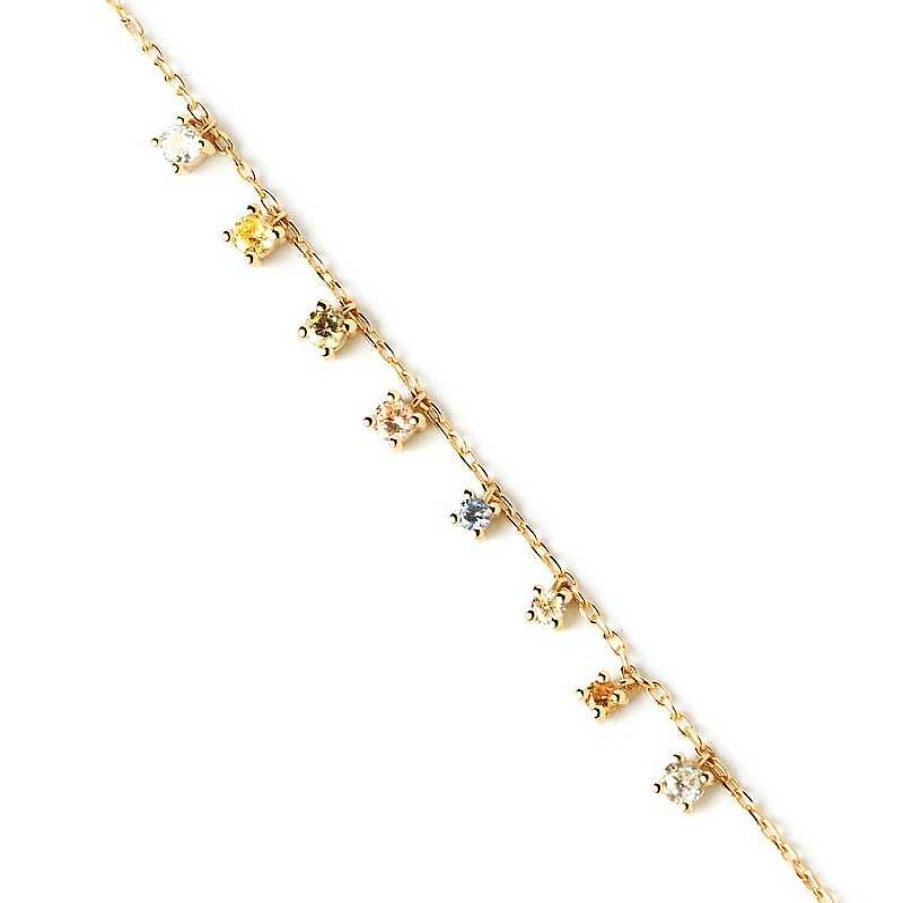 Zales Pdpaola At Zales Multi-Color Cubic Zirconia Dangle Station Bracelet In Sterling Silver With 18K Gold Plate Bracelets