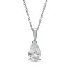 Zales 1 Ct. Certified Pear-Shaped Lab-Created Diamond Solitaire Pendant In 14K White Gold (F/Si2) Necklaces