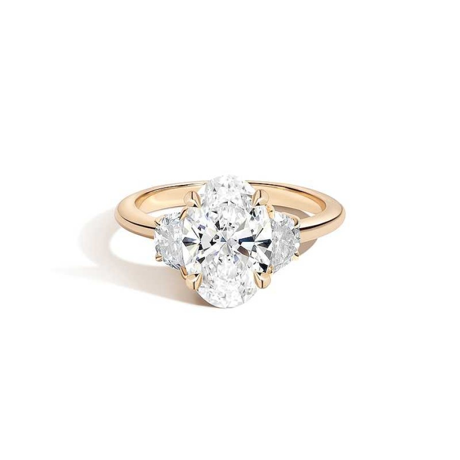 Zales Zales X Shahla Certified Oval Lab-Created Center Diamond 2-1/3 Ct. T.W. Arch Three Stone Engagement Ring In 14K Gold Rings