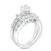 Zales 3 Ct. T.W. Princess-Cut Diamond Three Stone Bridal Set In 14K White Gold Rings