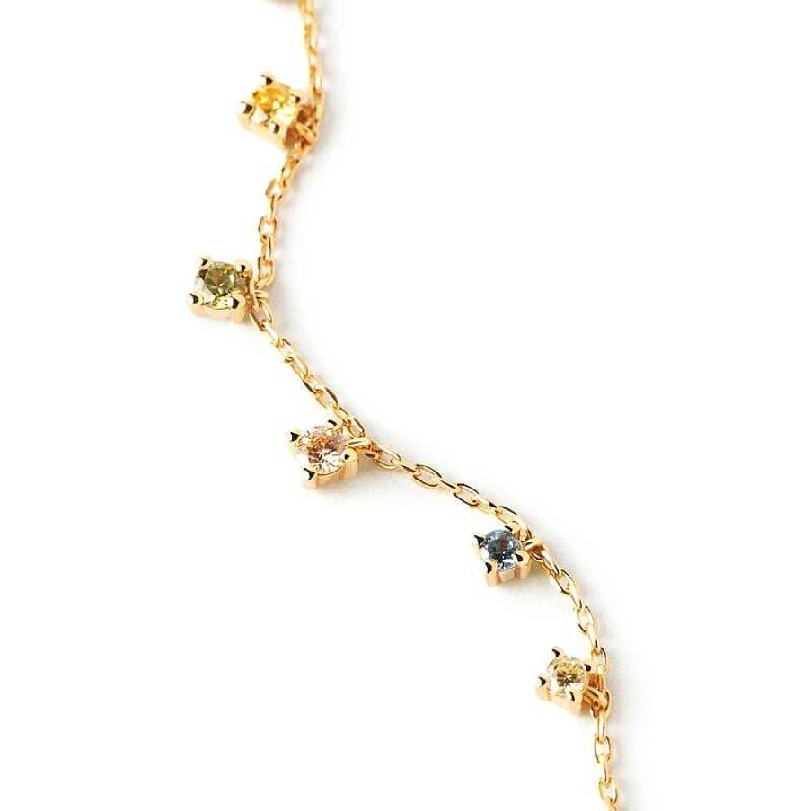 Zales Pdpaola At Zales Multi-Color Cubic Zirconia Dangle Station Bracelet In Sterling Silver With 18K Gold Plate Bracelets