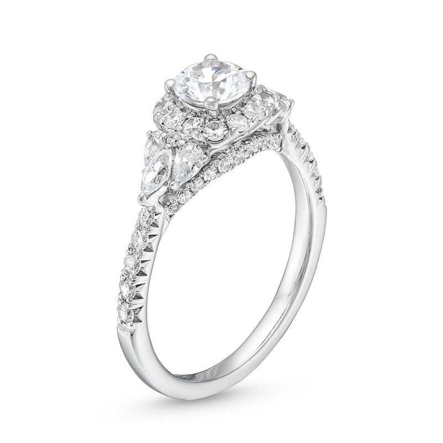 Zales 1-5/8 Ct. T.W. Certified Diamond Frame Tri-Sides Engagement Ring In 14K White Gold (I/Si2) Rings