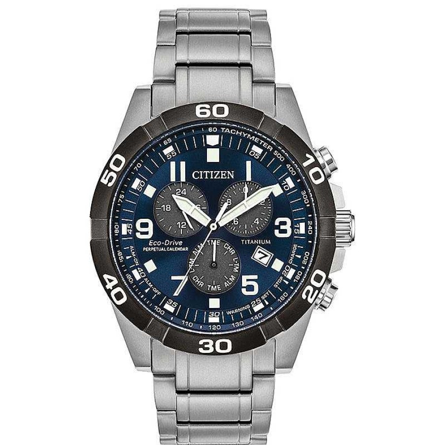 Citizen Men'S Citizen Eco-Drive® Brycen Chronograph Super Titanium Watch With Blue Dial (Model: Bl5558-58L) Watches