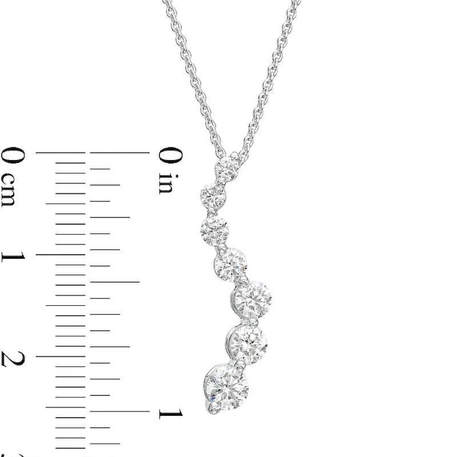 Zales 1 Ct. T.W. Journey Certified Lab-Created Diamond Curved Pendant In 14K White Gold (F/Si2) Necklaces