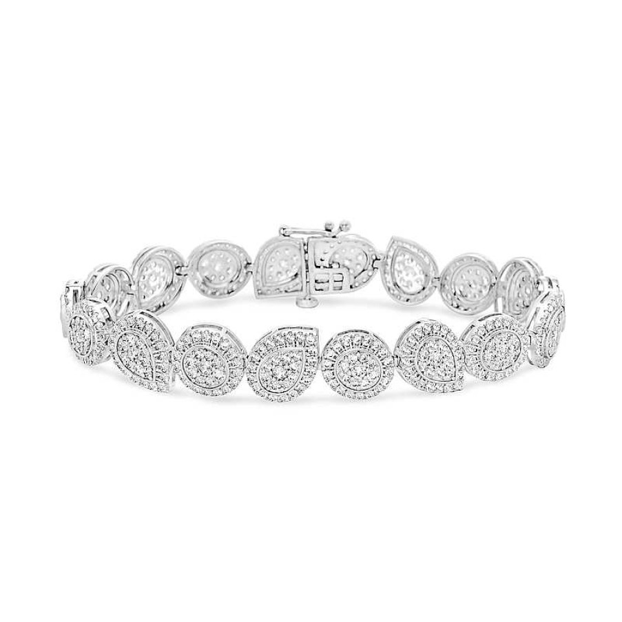 Zales 5 Ct. T.W. Pear And Round Multi-Diamond Frame Alternating Bracelet In 10K White Gold Bracelets