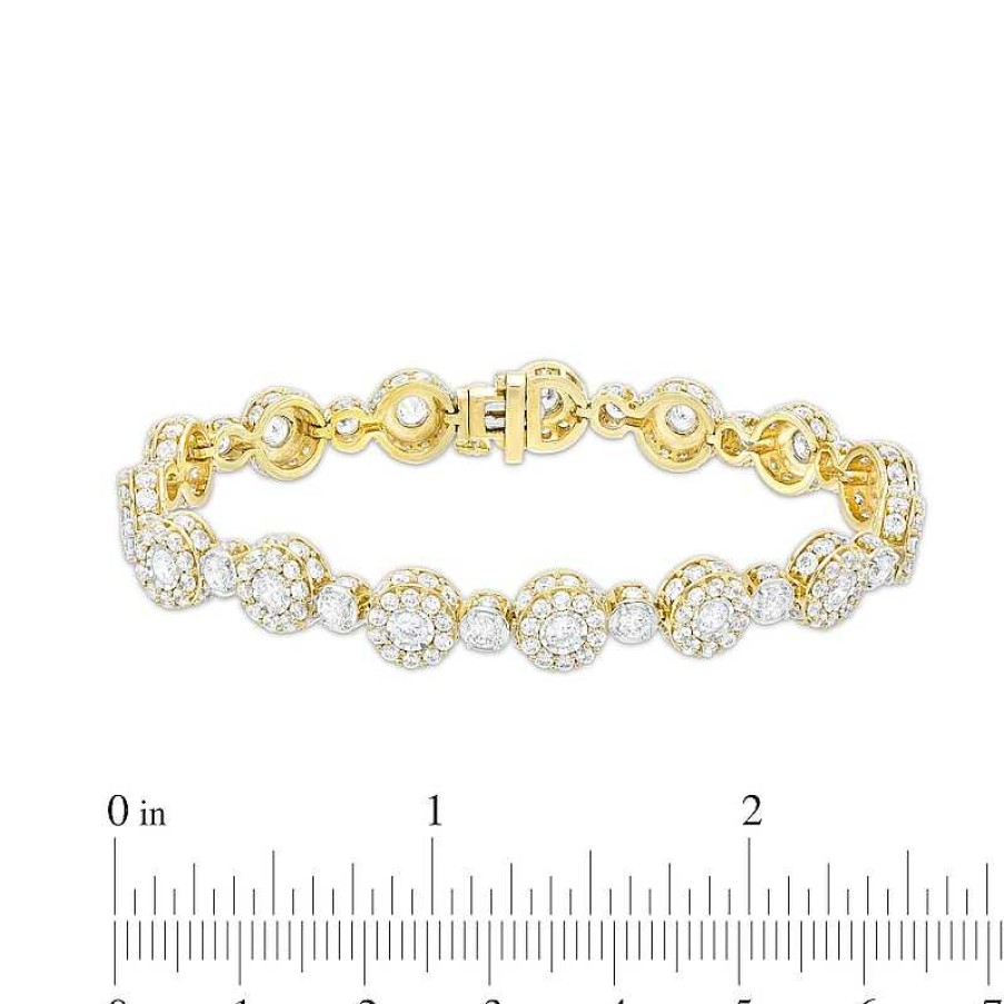 Zales 10 Ct. T.W. Diamond Frame Alternating Line Bracelet In 10K Gold Bracelets