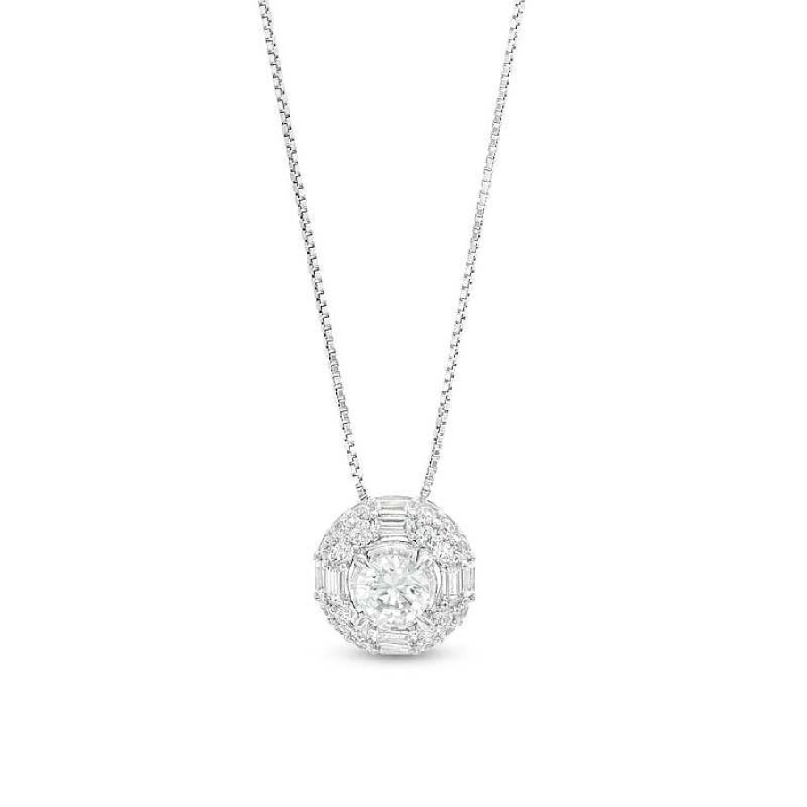 Zales 1 Ct. T.W. Certified Lab-Created Diamond Double Frame Pendant In 14K White Gold (F/Si2) Necklaces