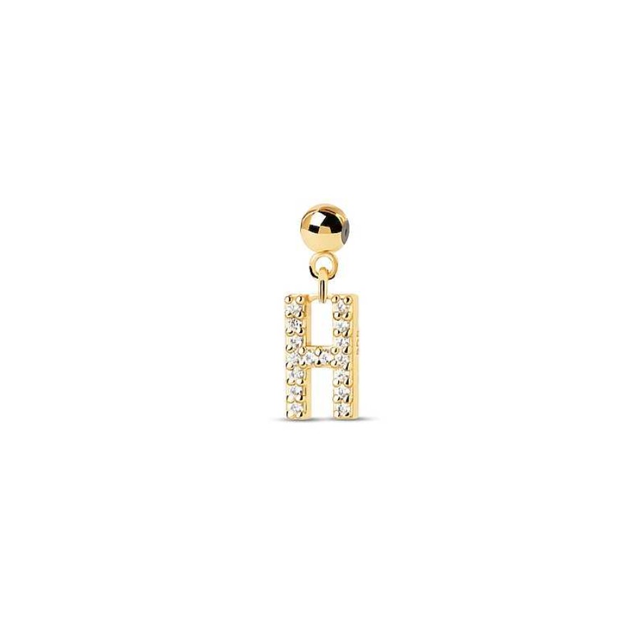 Zales Pdpaola At Zales Cubic Zirconia Letter "H" Initial Bead Charm In Sterling Silver With 18K Gold Plate Necklaces