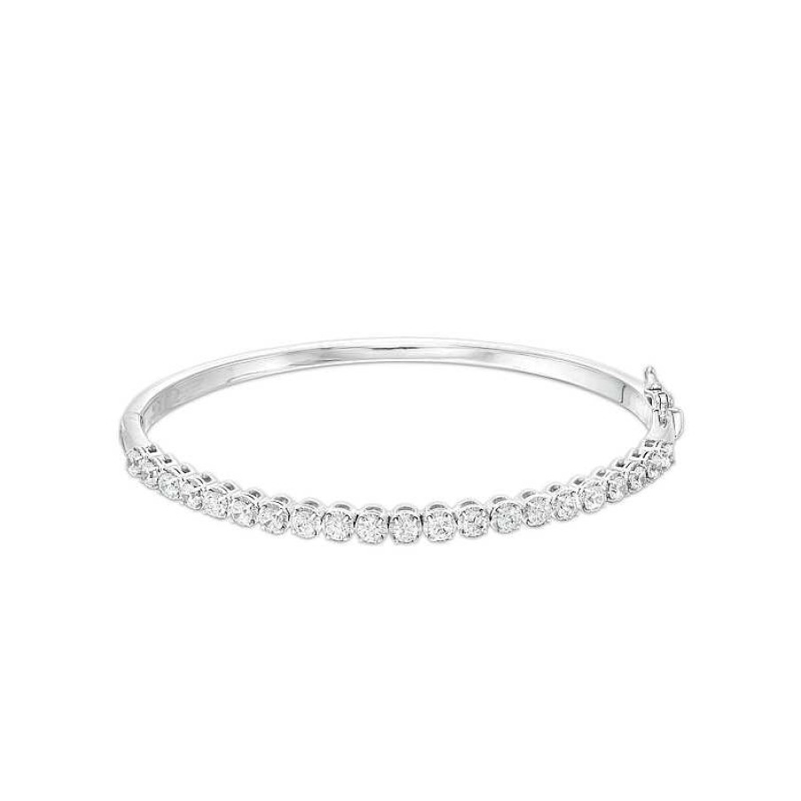 Zales 2 Ct. T.W. Certified Lab-Created Diamond Bangle In 14K White Gold (F/Si2) 7.25" Bracelets