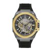 Bulova Men'S Bulova Maquina Marc Anthony Gold-Tone Ip Chronograph Silicone Strap Watch With Grey Skeleton Dial (Model: 98A310) Watches