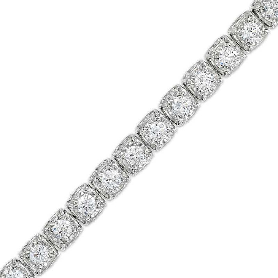 Zales 10 Ct. T.W. Certified Lab-Created Diamond Cushion Tennis-Style Bracelet In 10K White Gold (I/I1) Bracelets