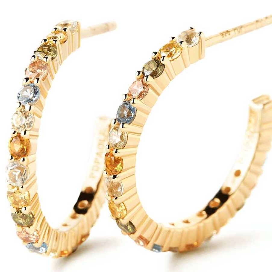 Zales Pdpaola At Zales Multi-Color Cubic Zirconia Open Hoop Earrings In Sterling Silver With 18K Gold Plate Earrings