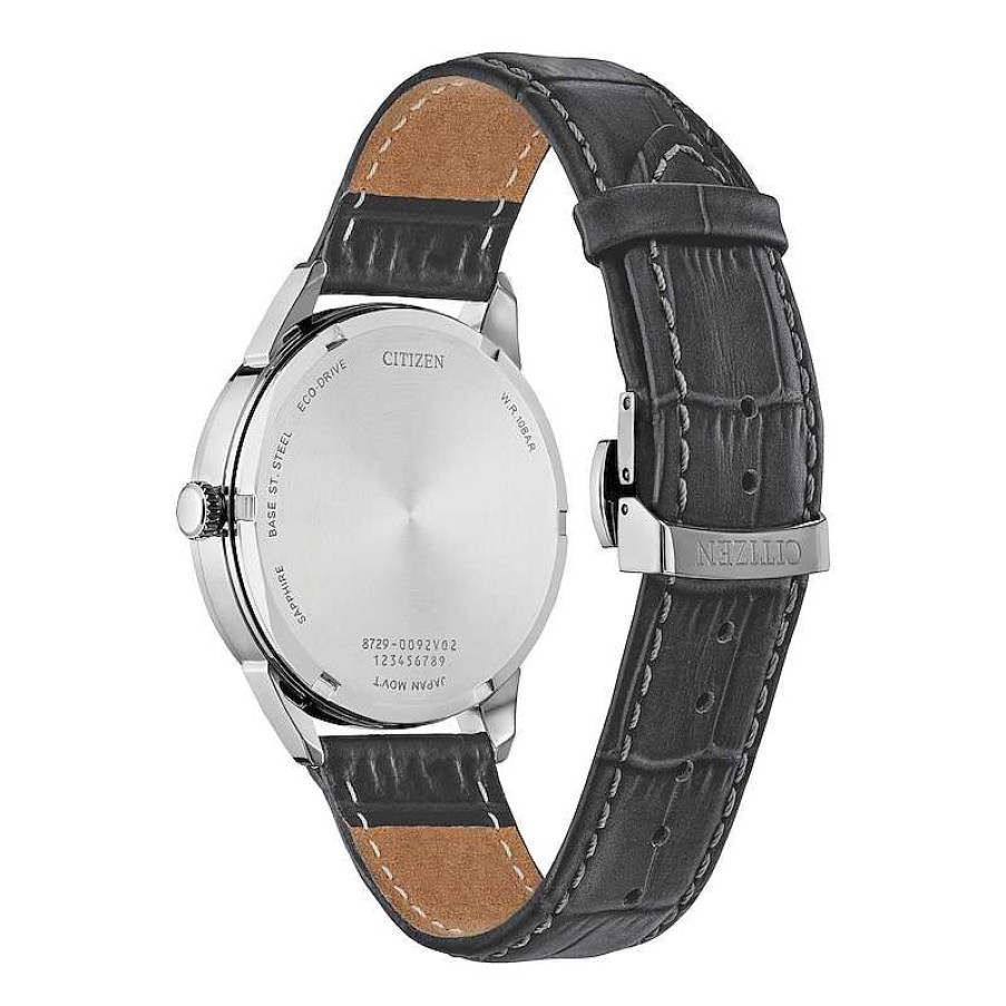 Citizen Men'S Citizen Rolan Watch In Stainess Steel With Grey Leather Strap (Model: Bu2110-01A) Watches