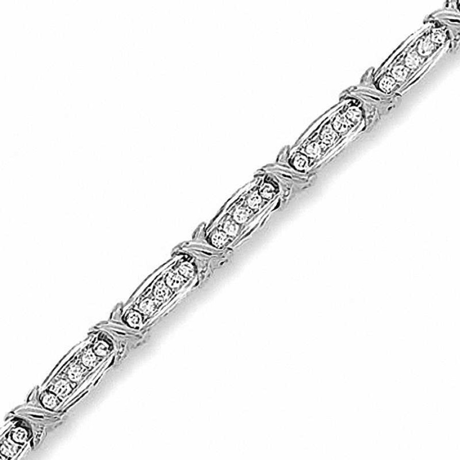 Zales 2 Ct. T.W. Diamond Fashion "X" Bracelet In 10K White Gold Bracelets