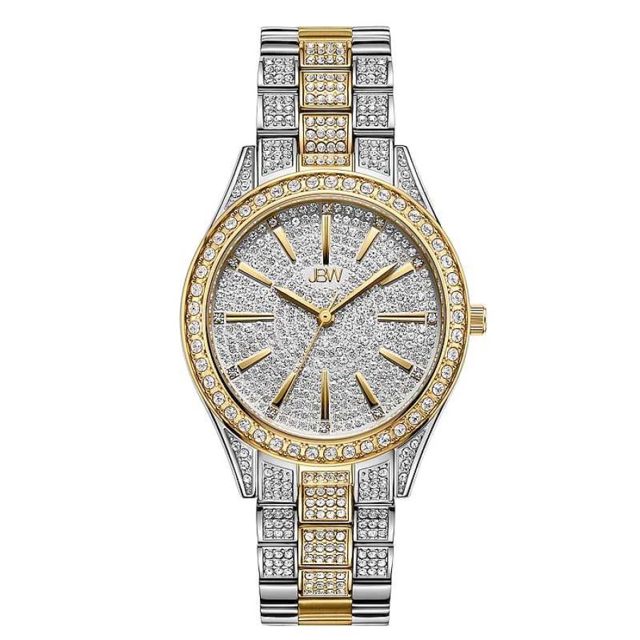 JBW Ladies' Jbw Cristal 34 1/8 Ct. T.W. Diamond And Crystal 18K Gold Plate Watch With Silver-Tone Watch (Model: J6383D) Watches