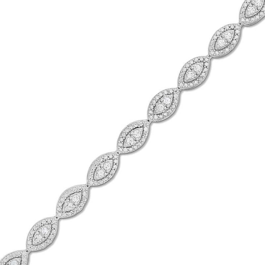 Zales 1 Ct. T.W. Diamond Marquise Link Bracelet In Sterling Silver - 7.25" Bracelets