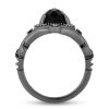 Zales Enchanted Disney Villains Maleficent Oval Onyx And 1/5 Ct. T.W. Diamond Frame Ring In Black Rhodium Sterling Silver Rings