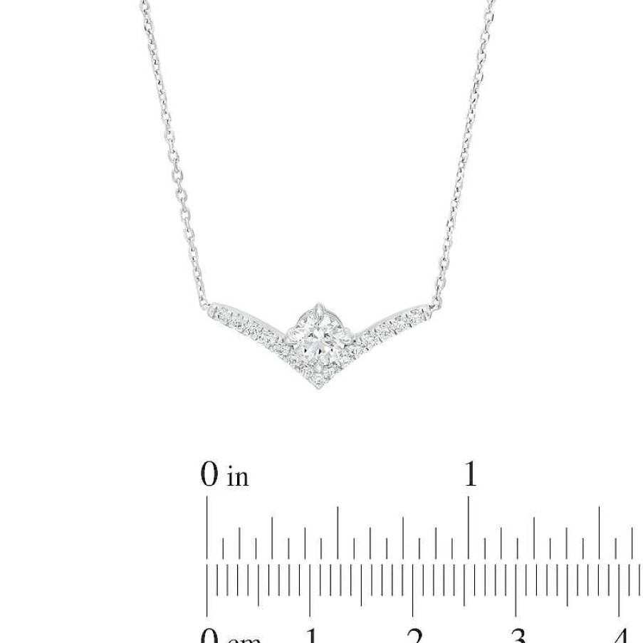 Zales You'Re The One 5/8 Ct. T.W. Certified Lab-Created Diamond Chevron Necklace In 14K White Gold (F/Si2) 18.5" Necklaces