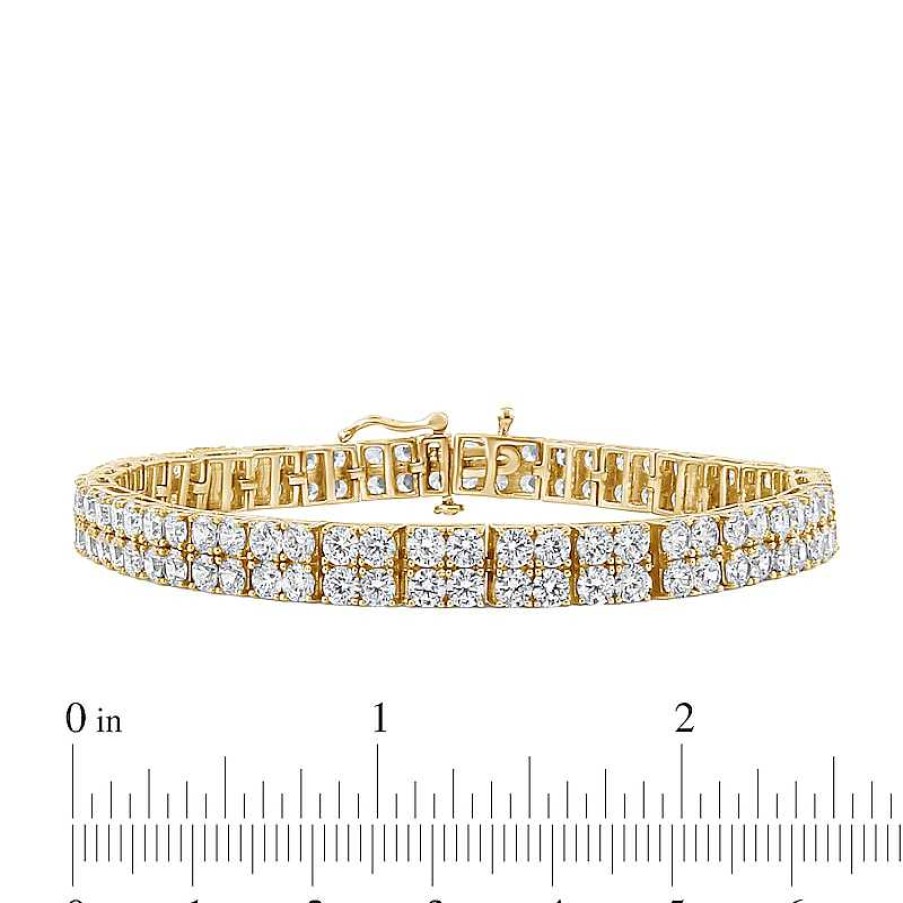 Zales 10 Ct. T.W. Diamond Double Row Line Bracelet In 14K Gold - 7.25" Bracelets