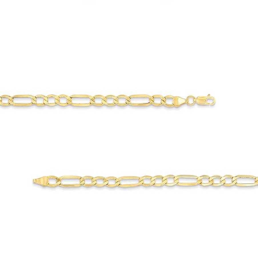 Zales Ladies' 5.3Mm Figaro Chain Bracelet In Hollow 10K Gold - 7.5" Bracelets