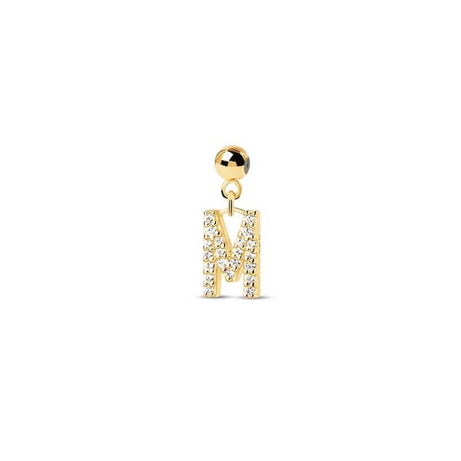 Zales Pdpaola At Zales Cubic Zirconia Letter "M" Initial Bead Charm In Sterling Silver With 18K Gold Plate Necklaces