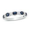 Zales Vera Wang Love Collection Oval Blue Sapphire And 3/8 Ct. T.W. Diamond Alternating Band In 14K White Gold Rings