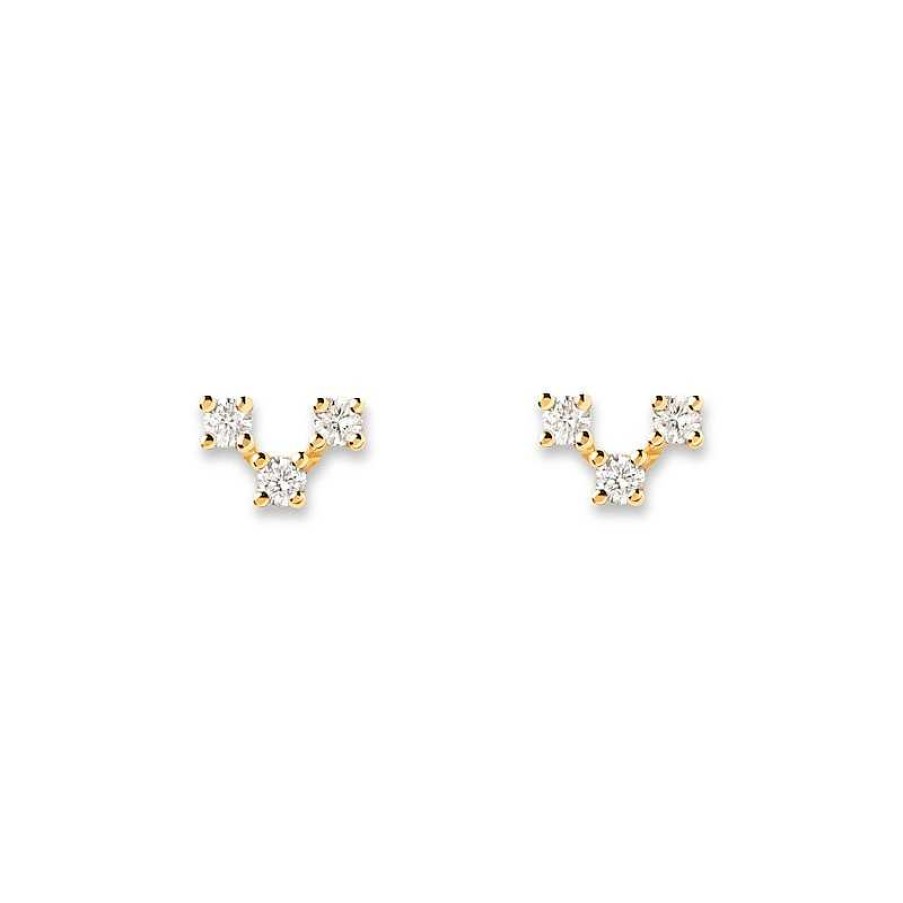 Zales Pdpaola At Zales Lab-Created Diamond Accent V-Shaped Trio Single Stud Earring In 18K Gold Earrings