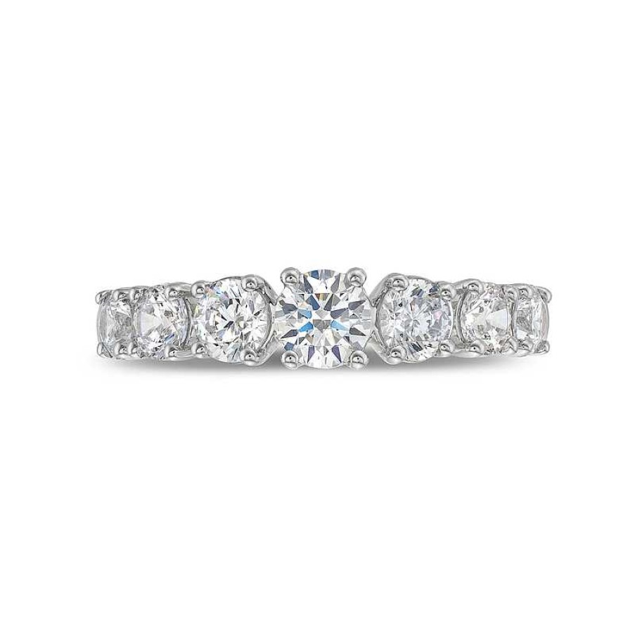 Zales 1-1/4 Ct. T.W. Certified Lab-Created Diamond Graduated Seven Stone Anniversary Band In 10K White Gold (F/Si2) Rings