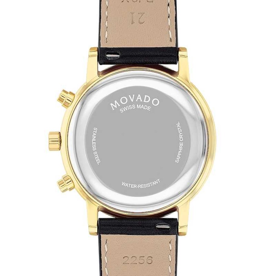 Movado Men'S Movado Museum® Classic Gold-Tone Pvd Chronograph Strap Watch With White Dial (Model: 0607888) Watches