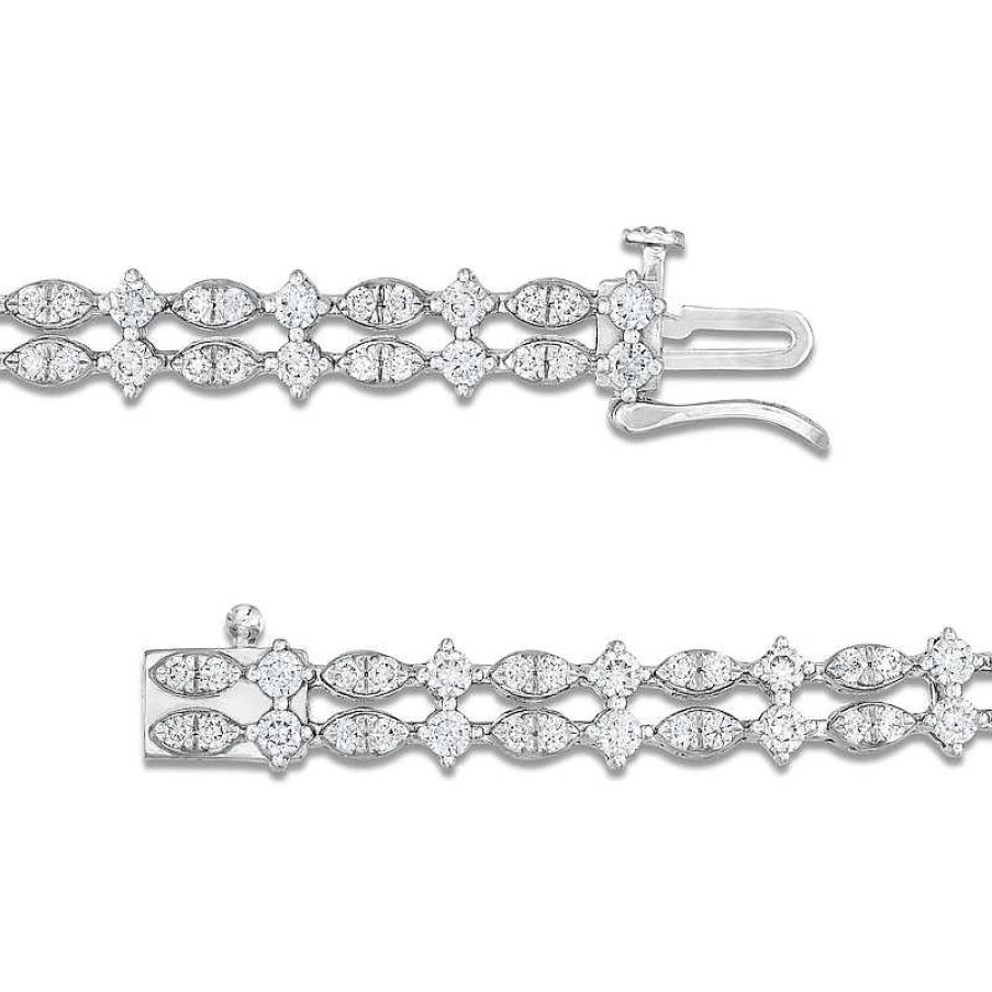 Zales 2-1/2 Ct. T.W. Lab-Created Diamond Two-Row Bracelet In 10K White Gold Bracelets