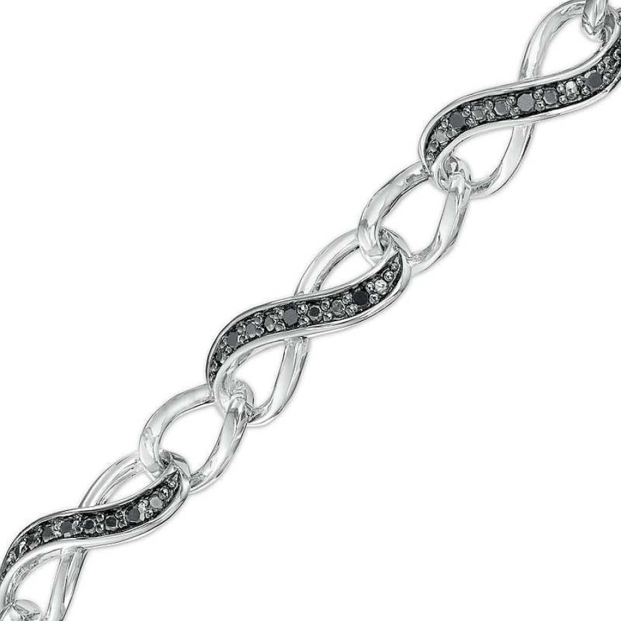 Zales 1/4 Ct. T.W. Black Diamond Infinity Chain Link Bracelet In Sterling Silver Bracelets