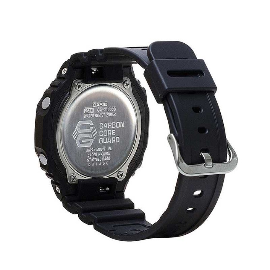 Casio Men'S Casio G-Shock Classic Analog-Digital Black Resin Strap Watch With Silver-Tone Dial (Model: Ga2100Sb-1A) Watches