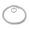 Zales 1 Ct. T.W. Diamond "S" Link With Open Heart Charm Bracelet In Sterling Silver Bracelets