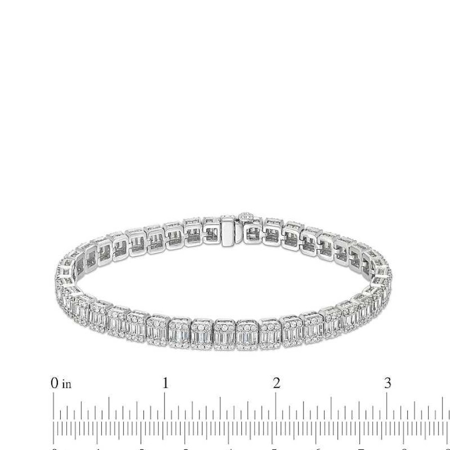 Zales 5 Ct. T.W. Baguette-Cut Lab-Created Diamond Line Bracelet In 10K White Gold (I/I1) Bracelets