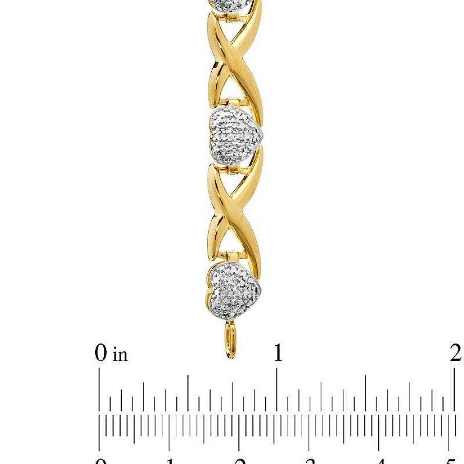 Zales Diamond Accent Heart Link Bracelet In Sterling Silver And 18K Gold Plate - 7.25" Bracelets