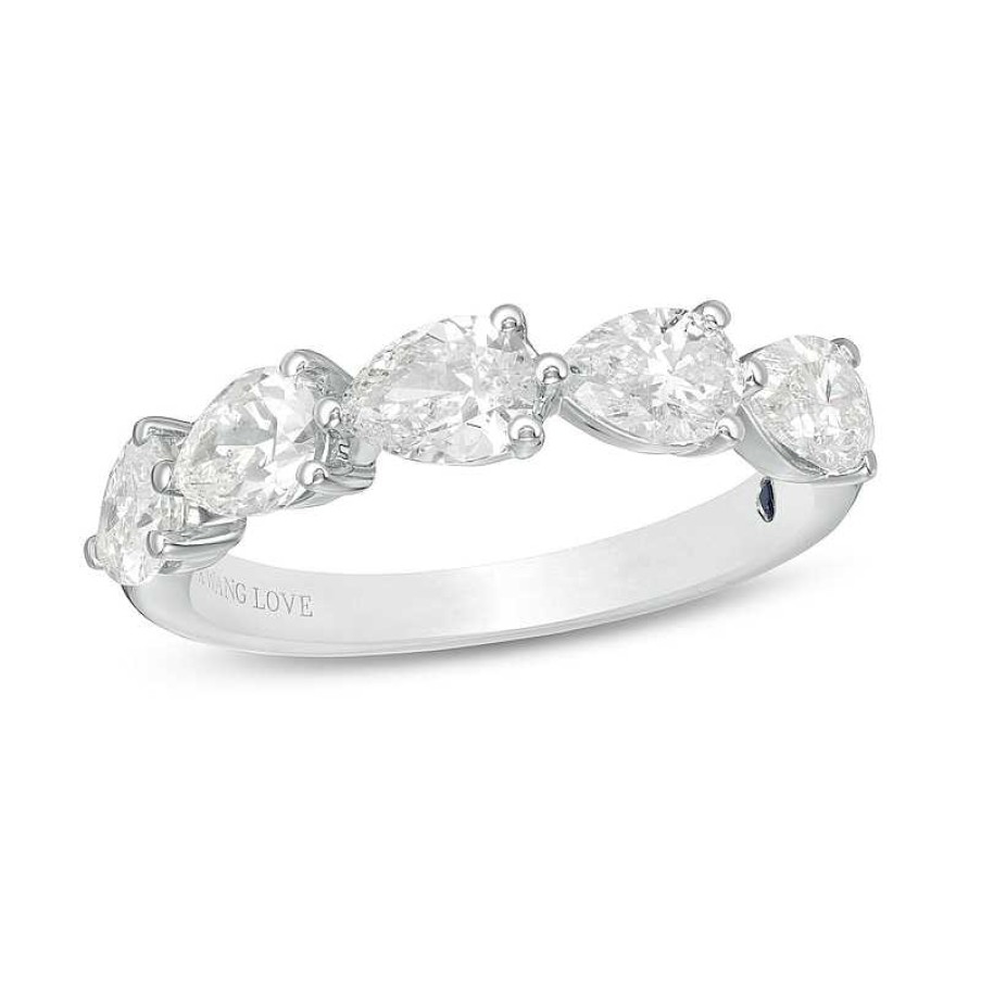 Zales Vera Wang Love Collection 1-1/2 Ct. T.W. Certified Pear-Shaped Diamond Band In 14K White Gold (I/Si2) Rings