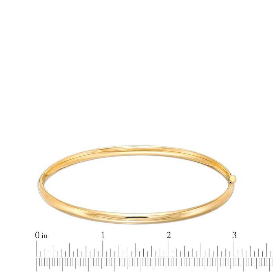 Zales Polished 3.2Mm Bangle In Hollow 14K Gold - 7.5" Bracelets