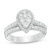 Zales 1 Ct. T.W. Multi-Diamond Pear-Shaped Frame Bridal Set In 14K White Gold Rings