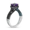 Zales Enchanted Disney Villains Ursula Amethyst And 1/2 Ct. T.W. Black Diamond Engagement Ring In 14K White Gold Rings