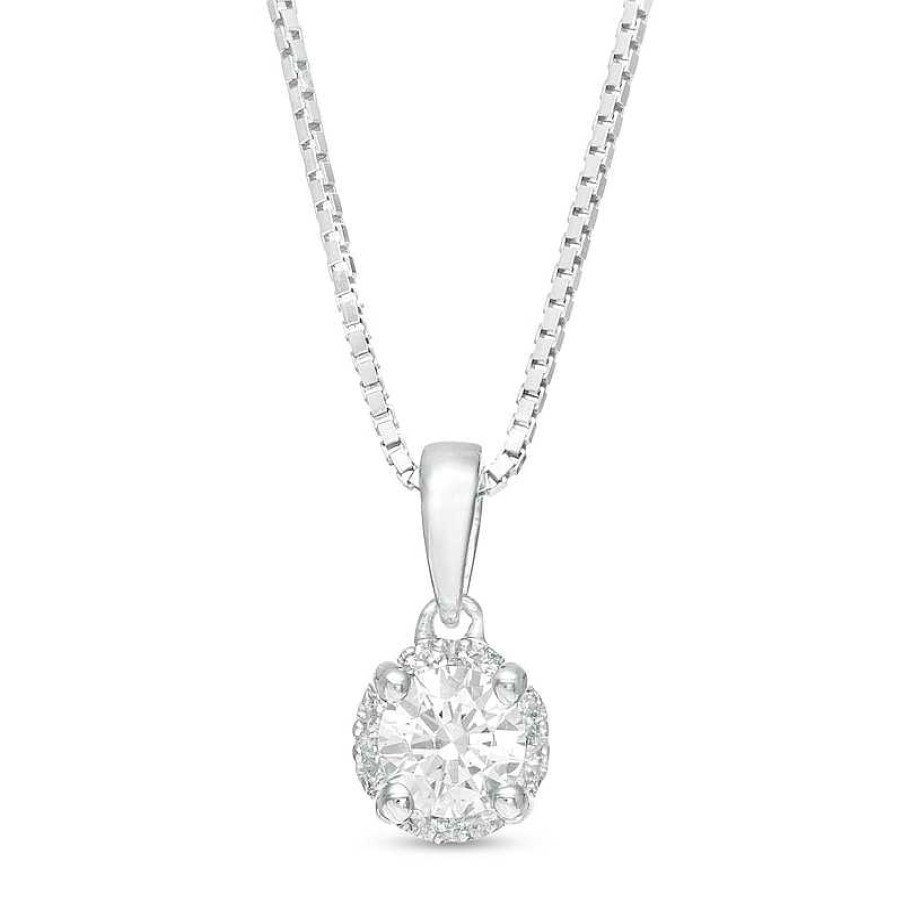 Zales 1/4 Ct. T.W. Diamond Frame Pendant In 10K White Gold Necklaces