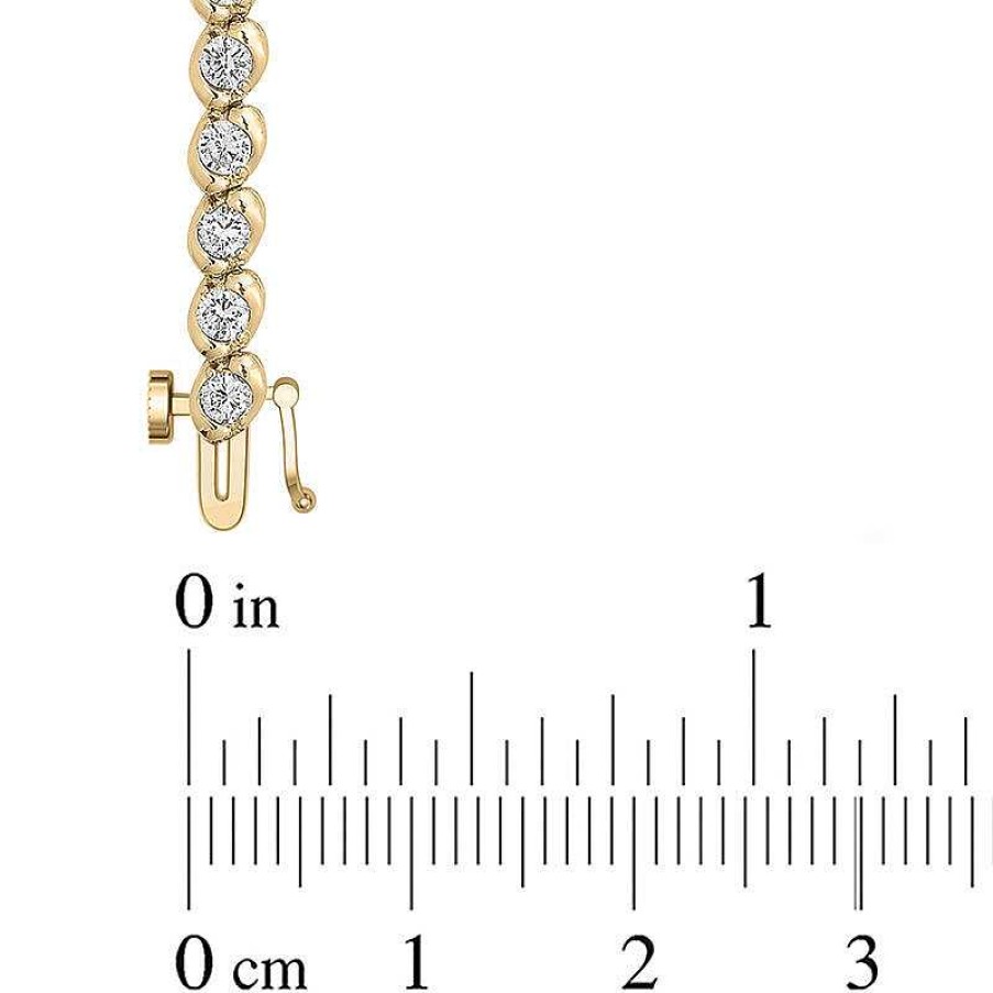 Zales 2 Ct. T.W. Diamond Wave Tennis Bracelet In 14K Gold Bracelets